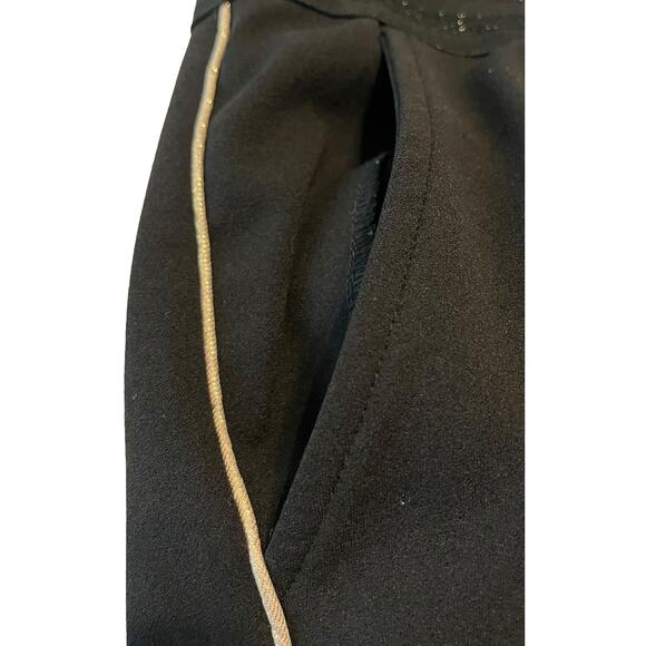 EUGEN KLEIN STRAIGHT LEG PULL-ON PANTS, WOMENS, 18-BLACK - GOLDTONE SIDE STRIPES - Picture 5 of 10